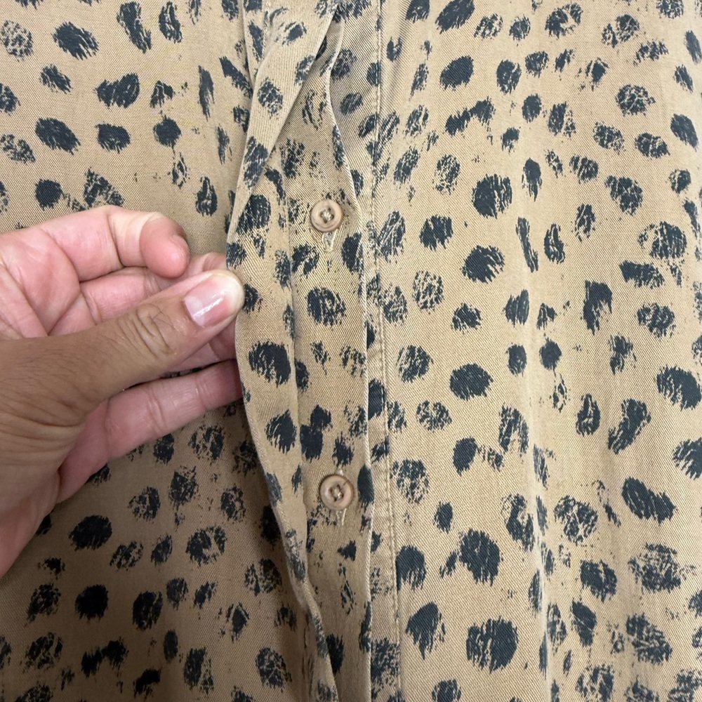 Cloth & Stone Leopard Print Maxi Shirt Dress Belted Button Front Size L Boho Chi - Picture 6 of 14